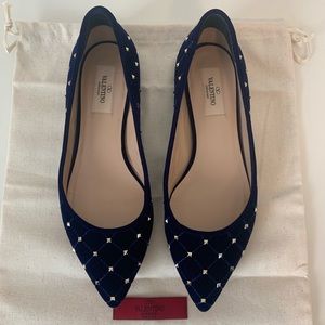 Valentino Velvet Rockstud Spike Ballet Flat